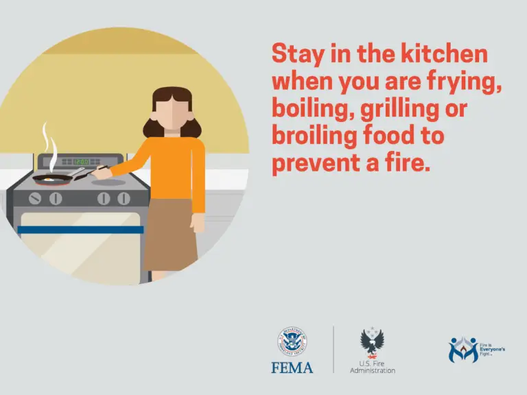A responsible individual attentively monitors cooking on the stovetop, exemplifying kitchen safety by staying present to prevent potential fires.